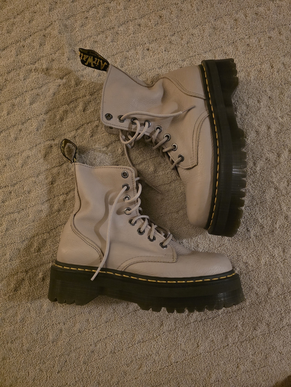 Dr. Martens Women's Cream Platform Lace-Up Boots